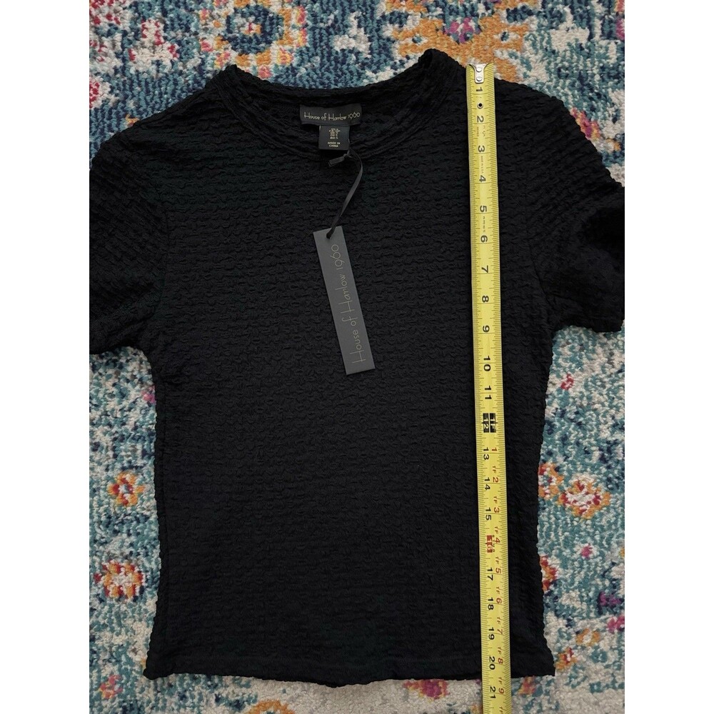 NEW House of Harlow 1960 Semi-Sheer Black Short Sleeve T-Shirt Size Small - Picture 6 of 7